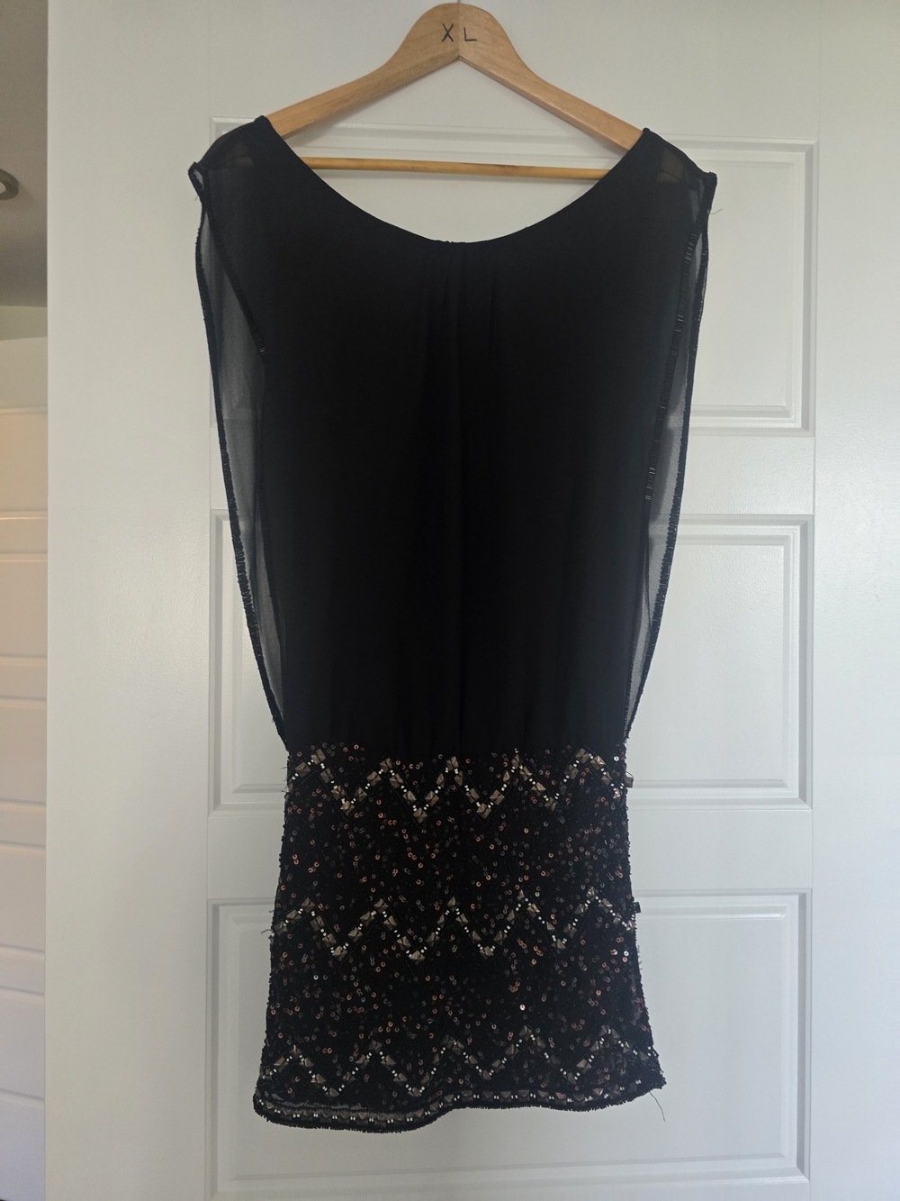bebe Black Sequin Hem Mini Dress